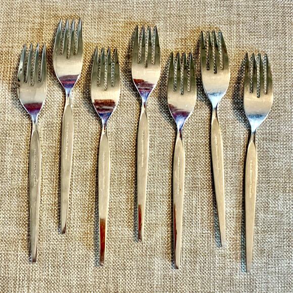 Oneida Community Older Satinique Stainless 7 Dinner Forks MCM 7 1/4” B. Crocker - Picture 7 of 8